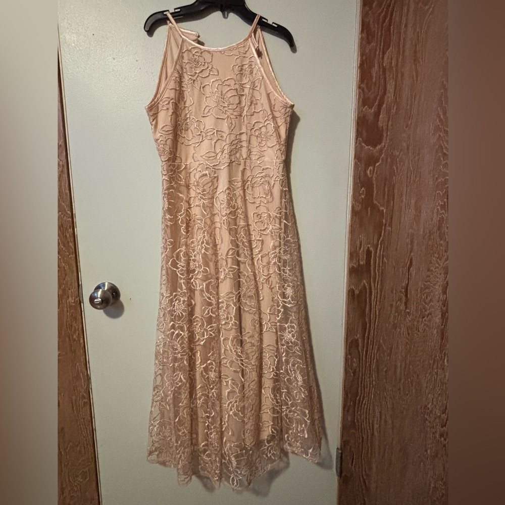 Speechless Lace Overlay Dress - pink champagne Size 14